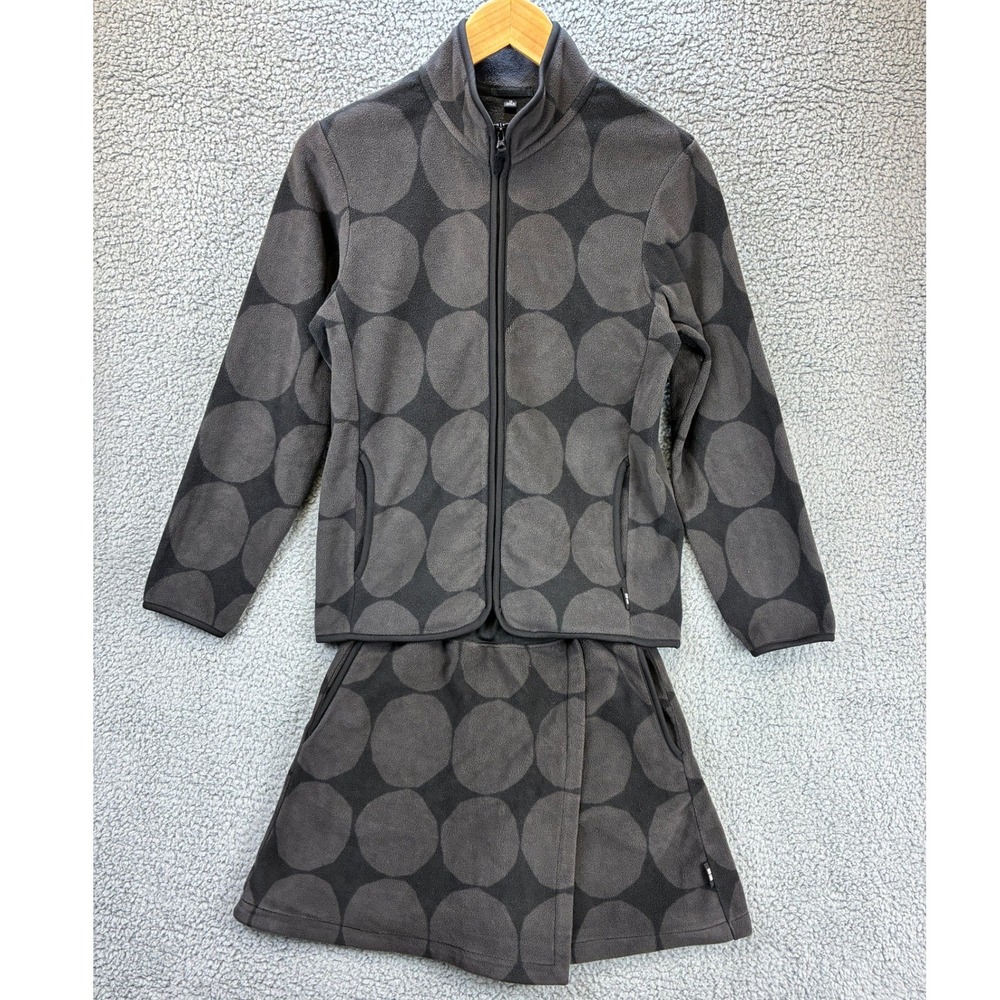 Uniqlo Marimekko Fleece Set Polka Dot Kids Size 13 Grey Black Jacket Skort Warm